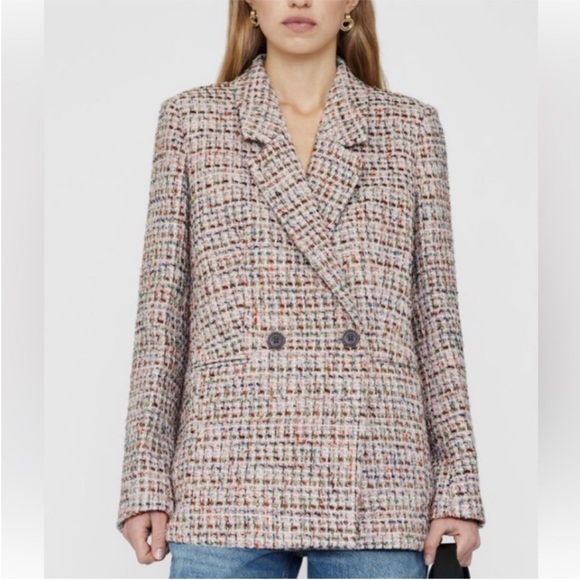 Anine Bing Lavender Diana Tweed Blazer - Picture 2 of 4